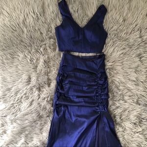 Blue Two Piece Prom Dress
